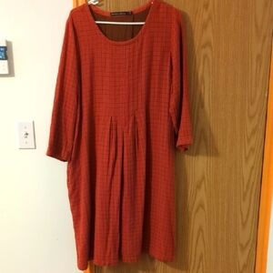Gudrun Sjoden Cotton Dress In Rust Checker